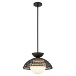 Perth Indoor / Outdoor Pendant - Matte Black / Rattan