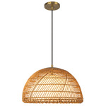 Bondi Dome Pendant - Brushed Gold / Rattan