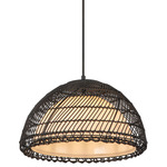 Bondi Dome Pendant - Matte Black / Rattan