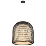 Bondi Pendant - Matte Black / Rattan