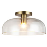 Sylvia Semi Flush Ceiling Light - Brushed Gold / Clear