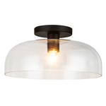 Sylvia Semi Flush Ceiling Light - Matte Black / Clear