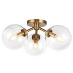 Cassia Semi Flush Ceiling Light - Aged Gold / Clear