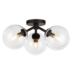 Cassia Semi Flush Ceiling Light - Matte Black / Clear