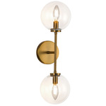 Cassia Double Wall Sconce - Aged Gold / Clear