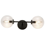 Cassia Double Wall Sconce - Matte Black / Clear