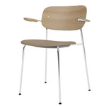 Co Upholstered Seat Armchair - Chrome / Natural Oak / Sierra Stone Leather