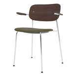 Co Upholstered Seat Armchair - Chrome / Dark Oak / Sierra Army Leather