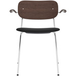 Co Upholstered Seat Armchair - Chrome / Dark Oak / Sierra Black Leather