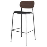 Co Upholstered Seat Counter/Bar Chair - Dark Stained Oak / Sierra Black Leather