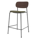 Co Upholstered Seat Counter/Bar Chair - Dark Stained Oak / Sierra Black Leather
