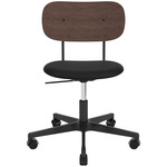 Co Upholstered Seat Office Chair w/o Arms - Black / Dark Oak / Sierra Black Leather