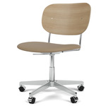Co Upholstered Seat Office Chair - Polished Aluminum / Natural Oak / Sierra Stone Leather
