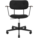 Co Upholstered Office Chair w/ Arms - Black / Dark Oak / Sierra Black Leather