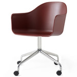 Harbour Hard Shell Armchair with Casters - Polished Aluminum / Burned Red