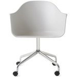 Harbour Hard Shell Swivel Armchair with Casters - Polished Aluminum / Light Grey