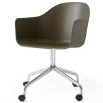 Harbour Hard Shell Swivel Armchair with Casters - Polished Aluminum / Olive