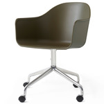 Harbour Hard Shell Armchair with Casters - Polished Aluminum / Olive