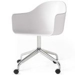 Harbour Hard Shell Swivel Armchair with Casters - Polished Aluminum / White