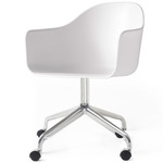 Harbour Hard Shell Armchair with Casters - Polished Aluminum / White