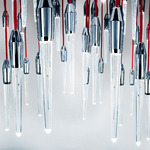 Icicle Disk Multi Light Pendant - Polished Nickel / Clear Glass Icicle