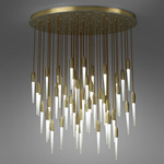 Icicle Ellipse Multi Light Pendant - Satin Brass / Etched Glass Icicle