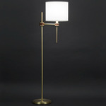 Topanga Floor Lamp - Satin Brass / Natural Walnut