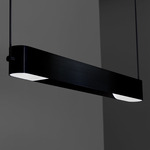 Loop Linear Pendant - Blackened Brass / White