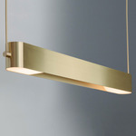 Loop Linear Pendant - Satin Brass / White