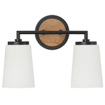 Jonah Bathroom Vanity Light - Matte Black / Light Wood / Soft White