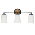Jonah Bathroom Vanity Light - Matte Black / Light Wood / Soft White