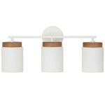 Liam Bathroom Vanity Light - Matte White / Natural Wood