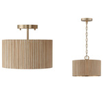 Donovan Semi Flush Ceiling / Pendant - Matte Brass / White Wash