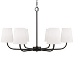 Brody Chandelier - Matte Black / White Fabric