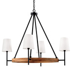 Jonah Chandelier - Matte Black / Light Wood / White