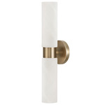 Alyssa 2-Light Wall Sconce - Aged Brass / White