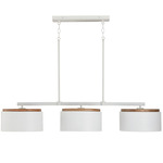 Liam Linear Chandelier - Matte White / Natural Wood
