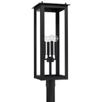 Hunt Outdoor Post Light with Round Fitter - Black / Clear
