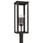 Hunt Outdoor Post Light with Round Fitter - Oiled Bronze / Clear