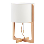 Melina Table Lamp - Natural Oak / White Linen
