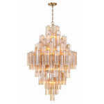 Addis Tiered Chandelier - Aged Brass / Amber