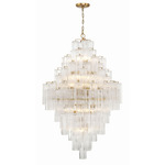 Addis Tiered Chandelier - Aged Brass / Clear