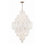 Addis Tiered Chandelier - Aged Brass / White