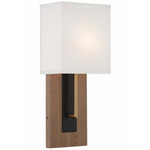 Brent Wall Sconce - Dark Wood/ Black / White