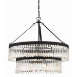 Emory Wide Chandelier - Black Forged / Clear