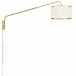 Mallory Swing Arm Wall Sconce - Soft Brass / White