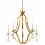 Perry Chandelier - Antique Gold / Crystal