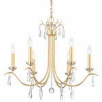 Rollins Chandelier - Antique Gold / Crystal