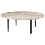 IOI Coffee Table - Matte Black / Beige Ripple Travertine