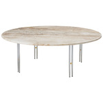 IOI Coffee Table - Chrome / Beige Ripple Travertine